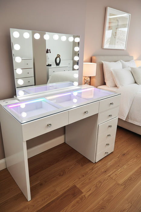 White Dresser with Lights