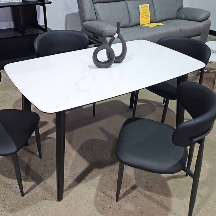 Como 5-Piece Dining Setting with PU Chairs | Modern Dining Table Set FULLY ASSEMBLED