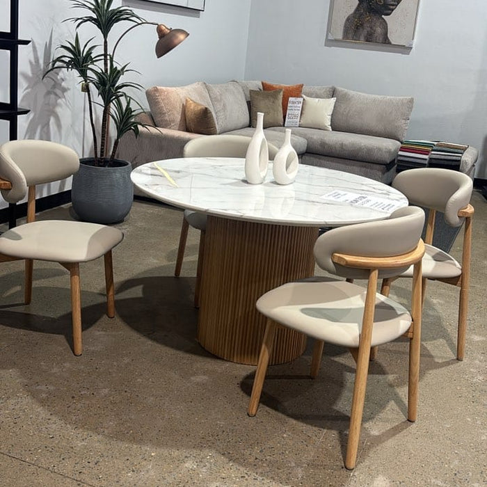 Deva Round Marble Dining Table Set