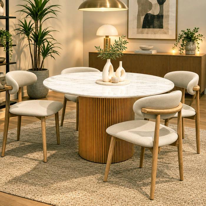 Cooper Bay Stone Top Round Dining Table Set