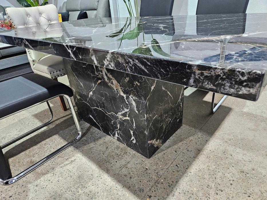 Lotus Marble Rectangle Dining Table 200cm White Black - ST Marys, Liverpool NSW