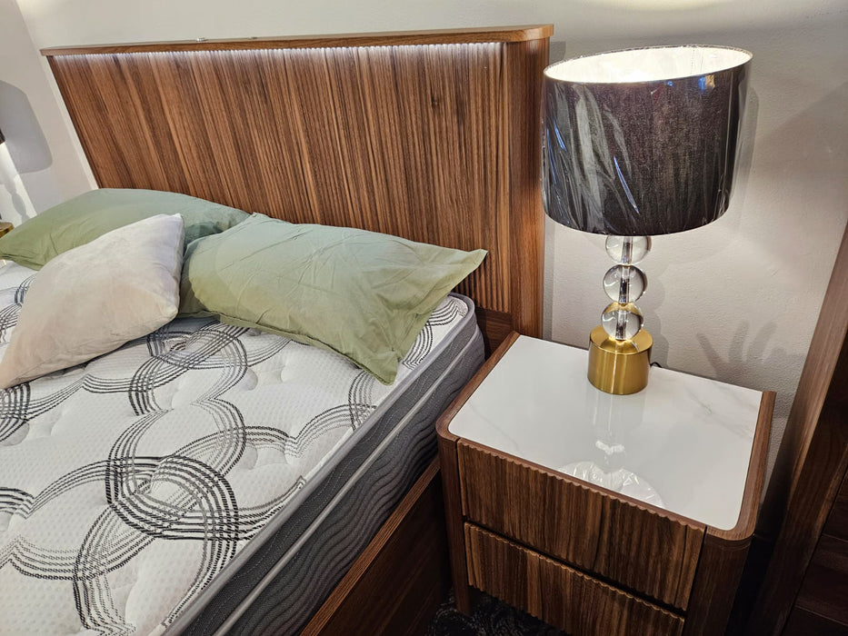 Mosman Fluted Gas Lift Storage Bed Queen - Brown or White
