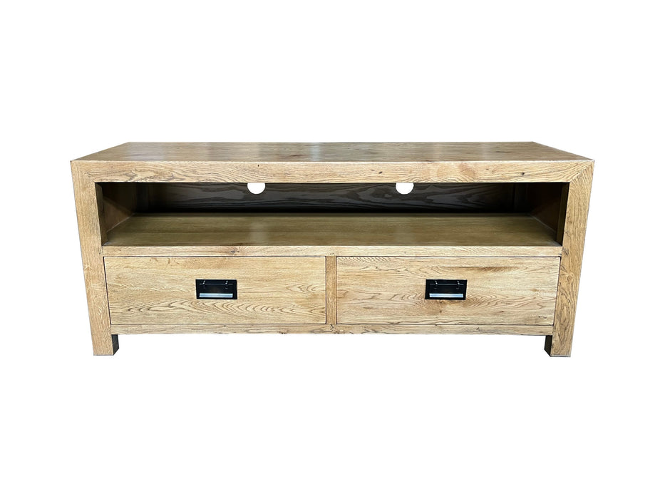 Rutheford Oak Wood 2 Drawer TV Unit, 140cm
