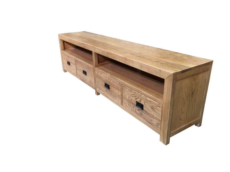 Rutheford Oak Wood 3 Drawer TV Unit, 220cm