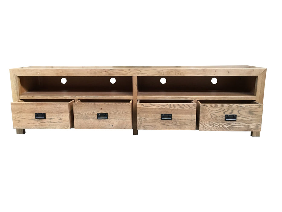 Rutheford Oak Wood 3 Drawer TV Unit, 220cm