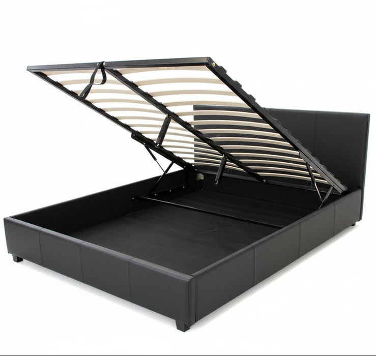 Monica PU Leather Gas Lift Bed - Black