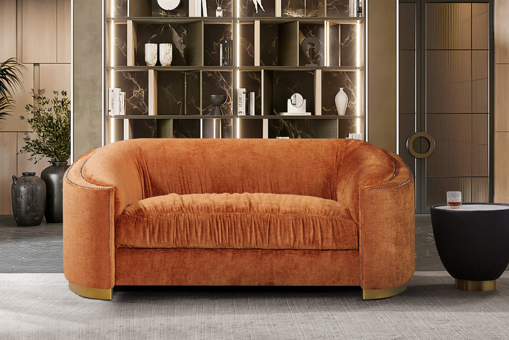 2 Seater Chenille Fabric Sofa Rust