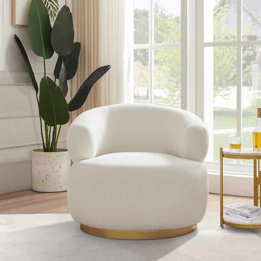 Manhattan Boucle Swivel Arm Chair-White Boucle
