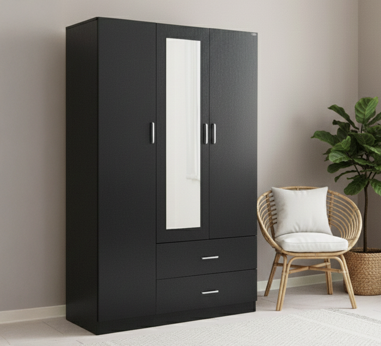 Remo 3 Door Wardrobe Black 120cm