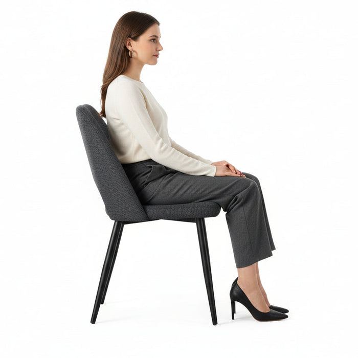 Starla 5-Piece Dining Set with Charcoal Fabric Dining Chairs, 100cm