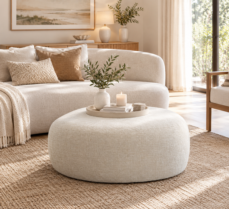 Riverstone Pebble Organic shape Large Coastal Ottoman