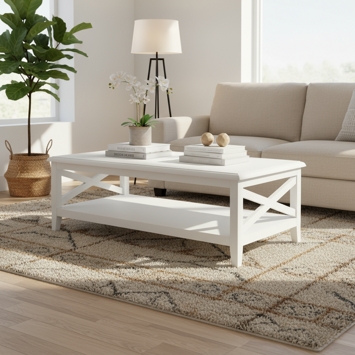 Hampton 1.2m White Rectangular Coffee Table