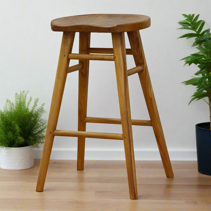 Scandinavian Caramel Timber Kitchen Counter Stool