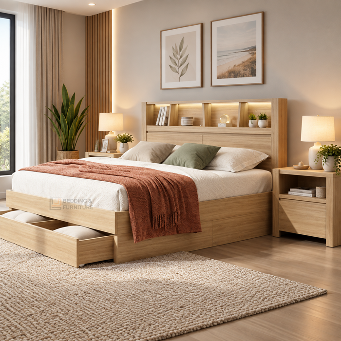 Mason Queen Storage Bed Frame - Alpine Oak
