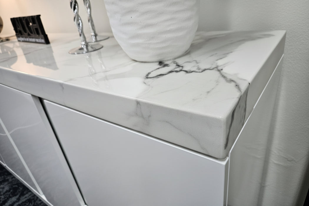 Carmela White Sideboard with Marble Top 200cm