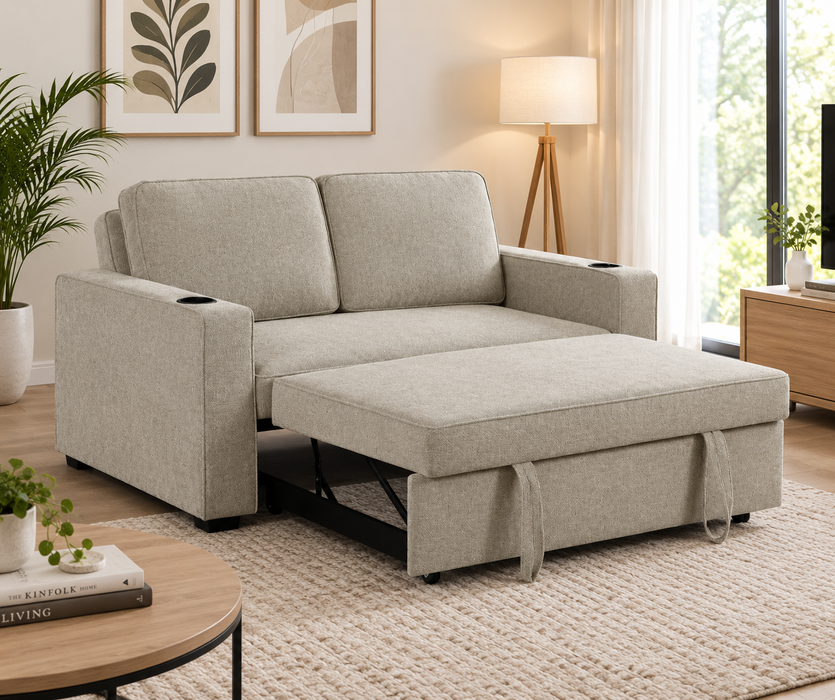 Marlow 2 Seater Sofa Bed - Beige - Liverpool & ST Marys NSW