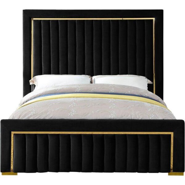 Black Sophia Velvet Queen Bed