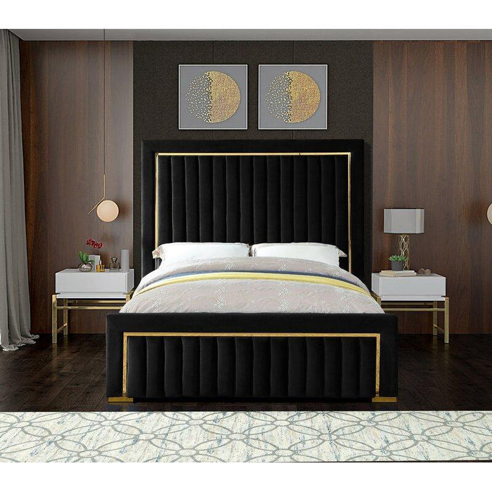 Black Sophia Velvet Queen Bed