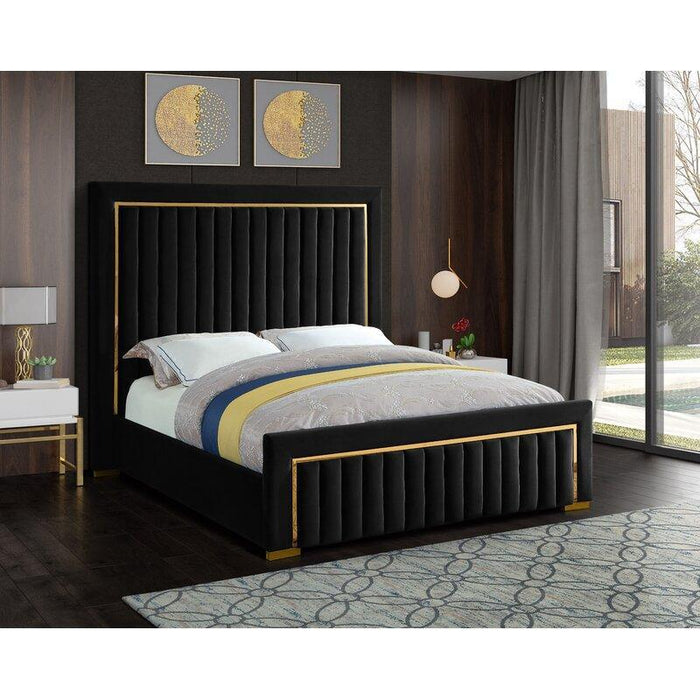 Black Sophia Velvet Queen Bed