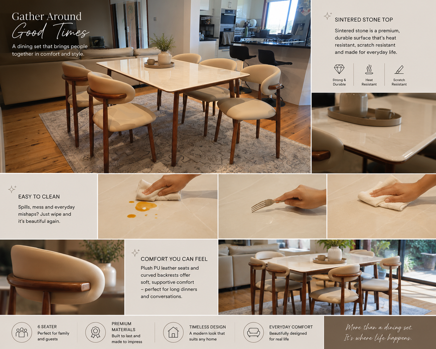 Newport 6 Seater Dining Table & Chair Set