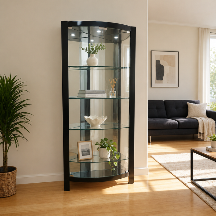 Louisa 2 Door Corner Display Storage Cabinet Black | Liverpool & ST Marys NSW