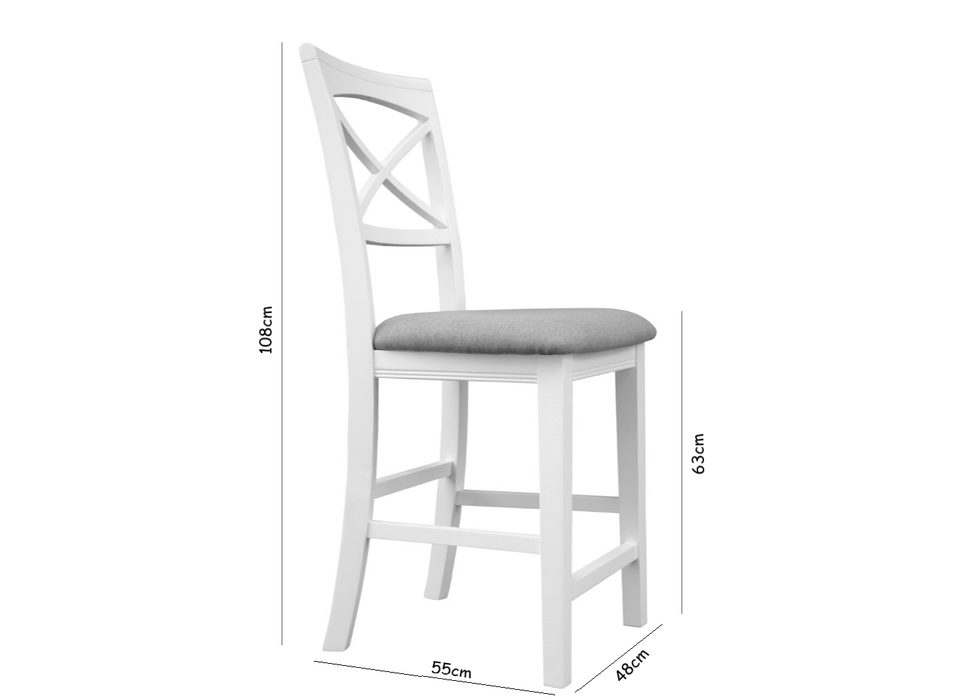 Hampton White Wooden Kitchen Stool - Stool Sydney