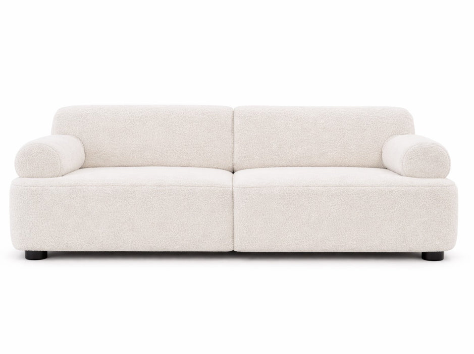 Muji White 3-Seater Bouclé Fabric Sofa