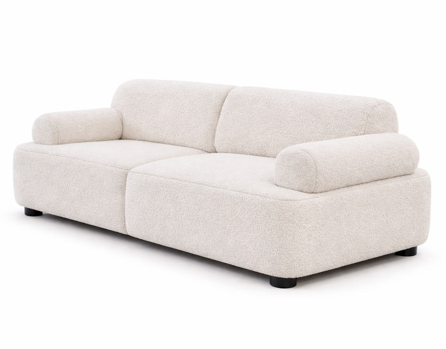 Muji White 3-Seater Bouclé Fabric Sofa