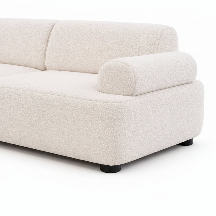 Muji White 3-Seater Bouclé Fabric Sofa
