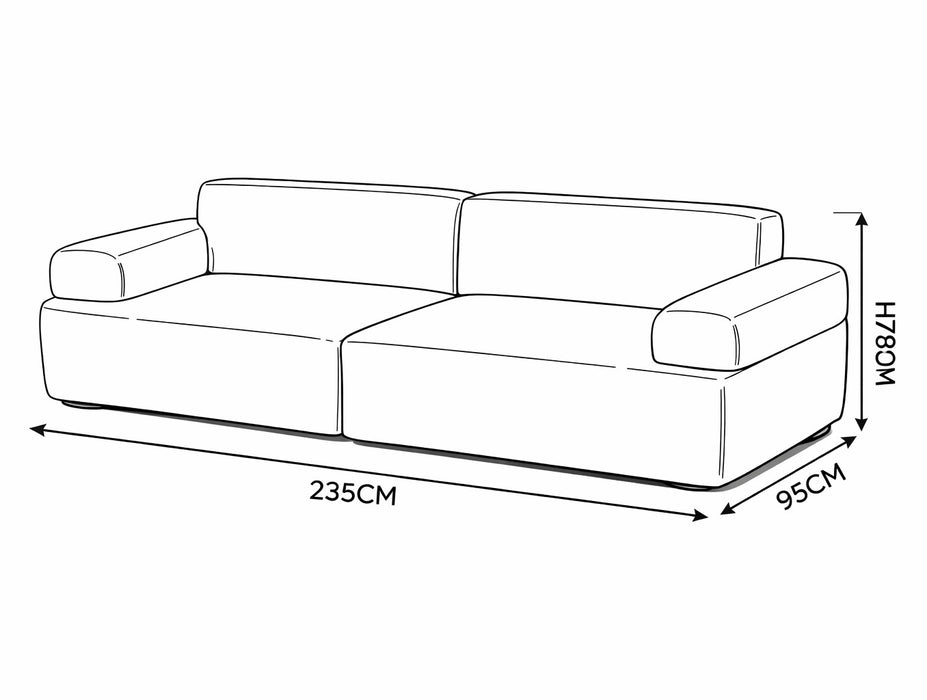 Muji White 3-Seater Bouclé Fabric Sofa