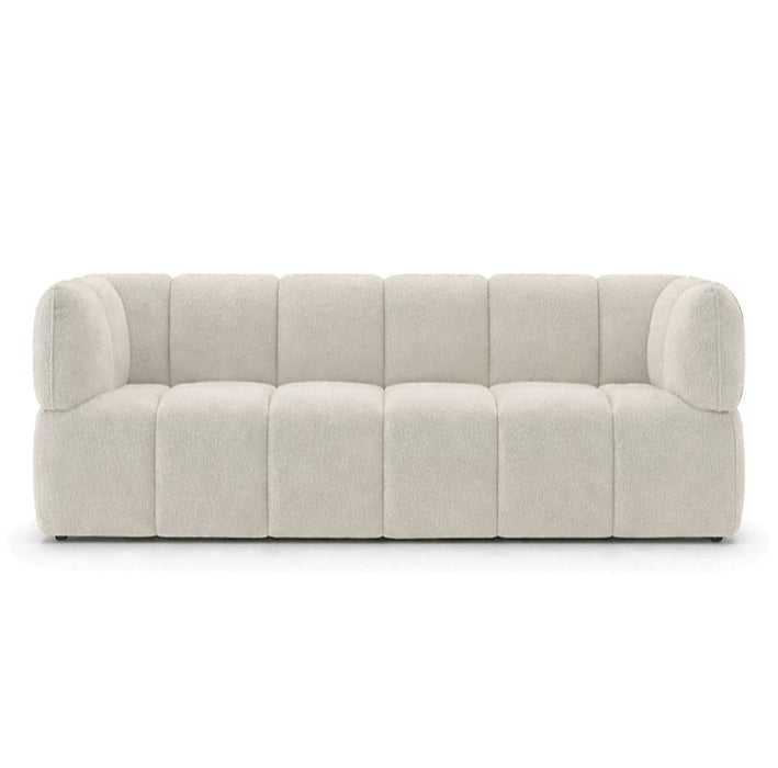 Regent White 3-Seater Bouclé Fabric Sofa