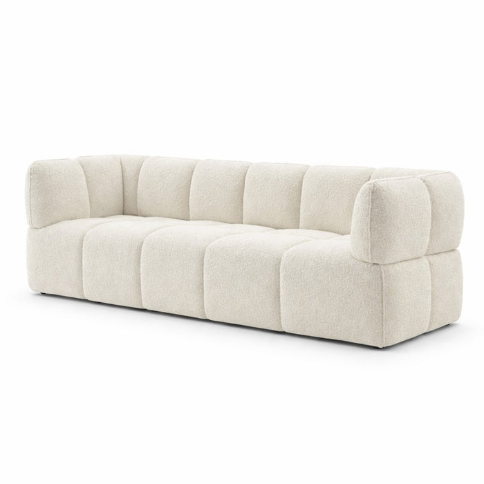 Regent White 3-Seater Bouclé Fabric Sofa