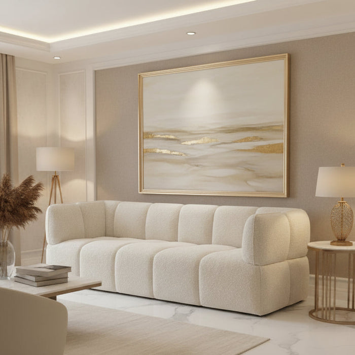 Regent White 3-Seater Bouclé Fabric Sofa
