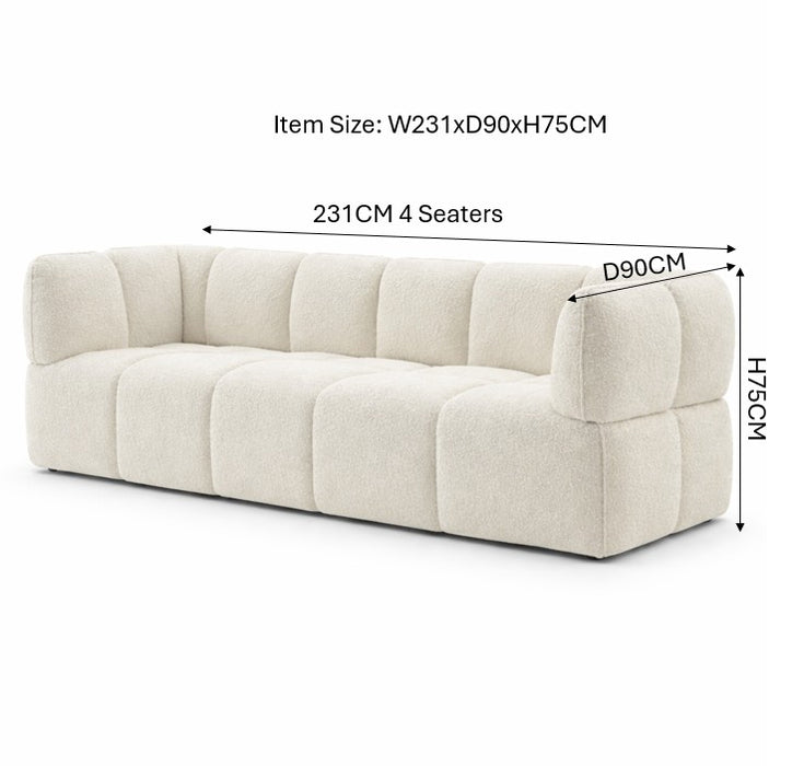 Regent White 3-Seater Bouclé Fabric Sofa