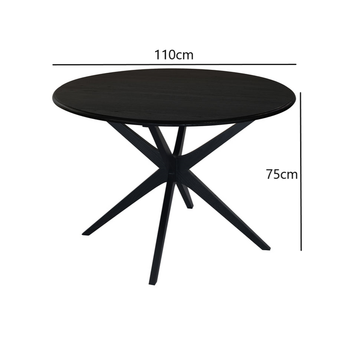 Dion 1.10m Round Oak Wood Dining Table
