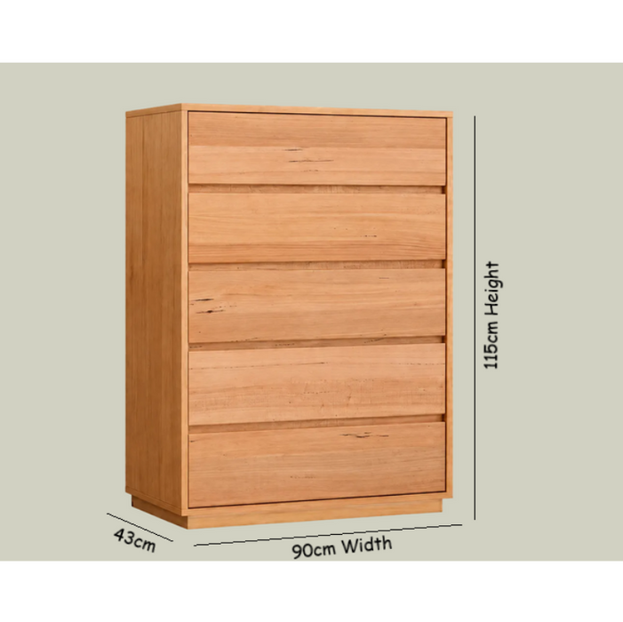 Waratah Tallboy 6 Chest of Drawers Solid Messmate Wood Storage Cabinet