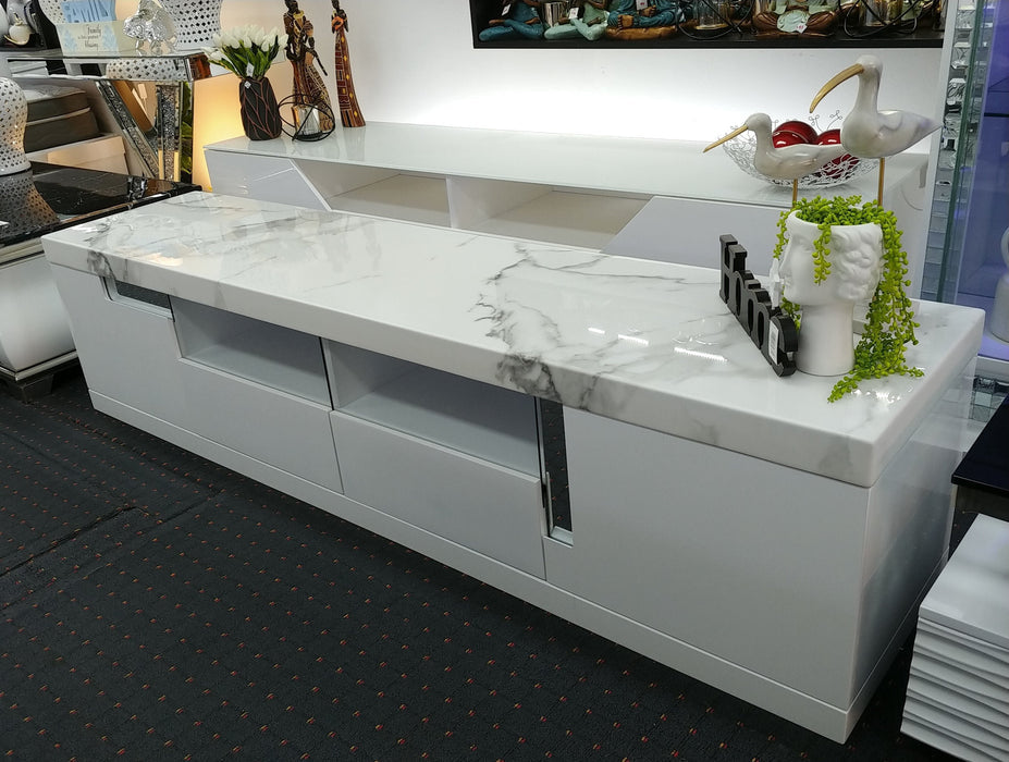 Carmela 2.0m Marble Entertainment Unit - Espresso Black
