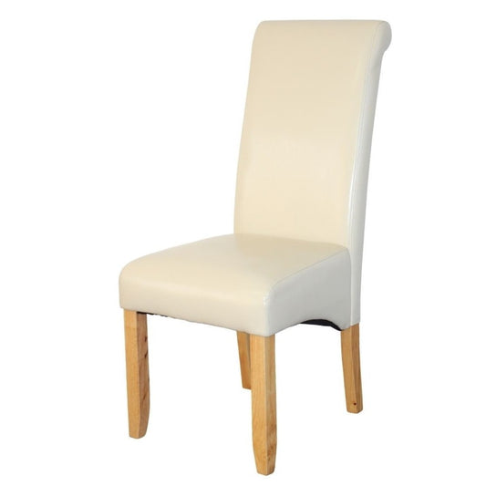 Avalis Faux Leather Dining Chair, Ivory / Chesnut Legs