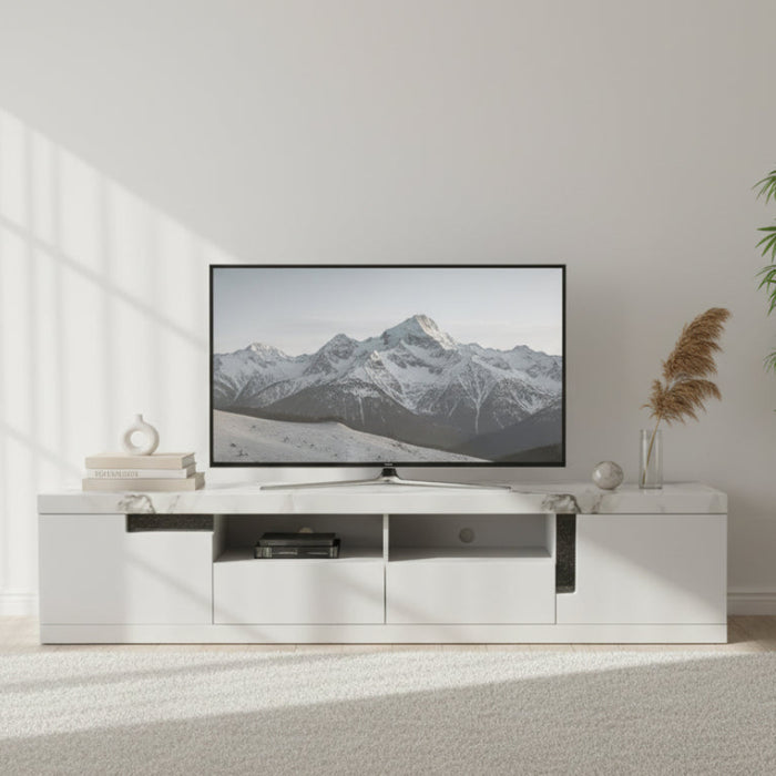 Carmela White Entertainment Unit, 200cm