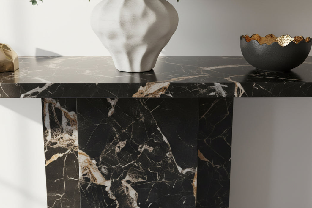 Carmela Marble Console Table Black 130cm