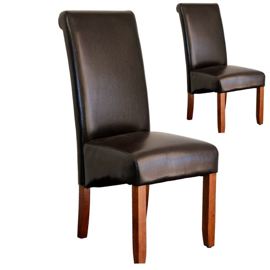 Set of 2 Avalis Faux Leather Dining Chair, Brown