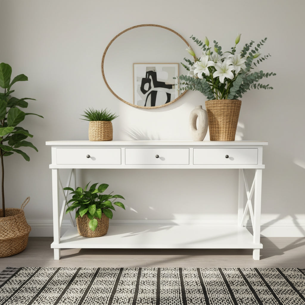 Hampton 3 Drawers Console Table — Lj Bedding and Furnitures