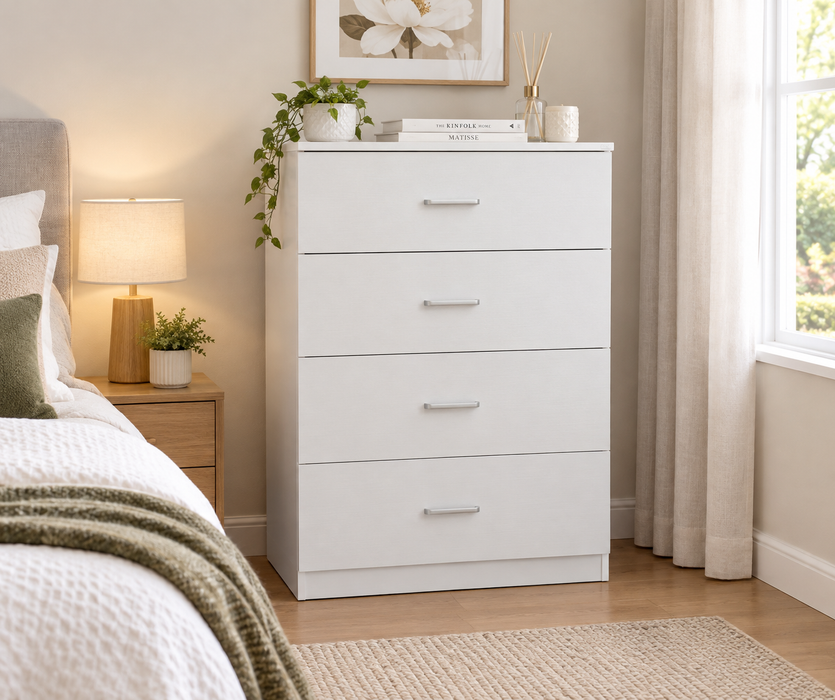 Milton 4 Chest of Deep Drawers Tallboy White | Liverpool & ST Marys NSW