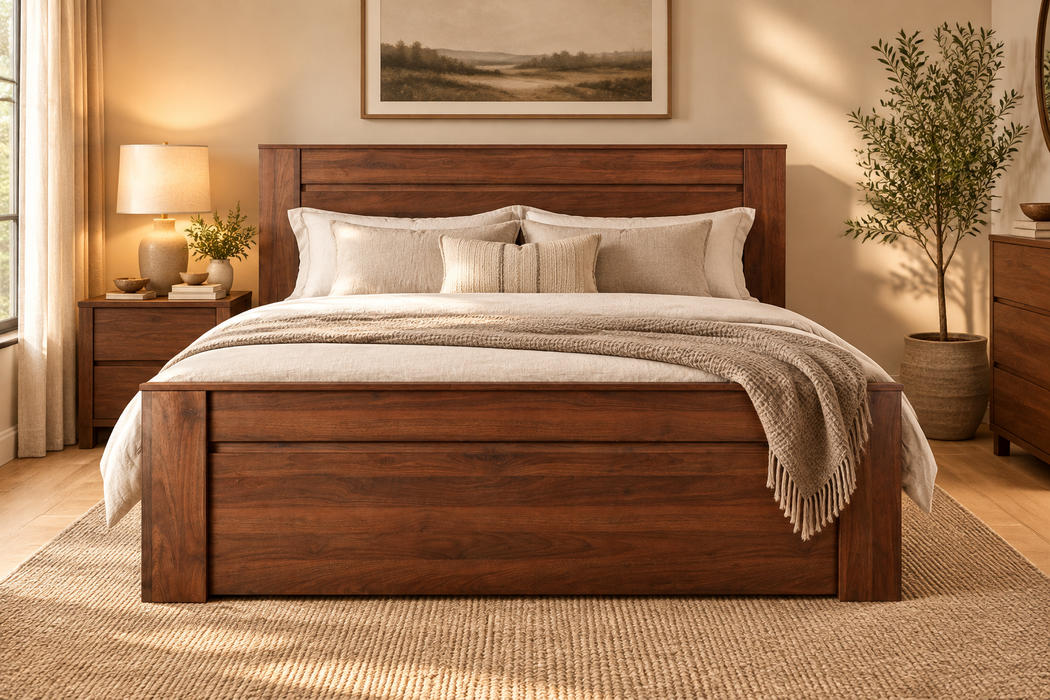 Jaxon Walnut Brown Queen Bed Frame