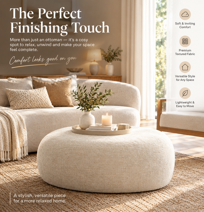 Riverstone Pebble Organic shape Large Coastal Ottoman