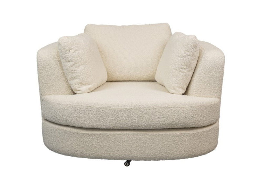 Elea Swivel Chair in Boucle Fabric Snow
