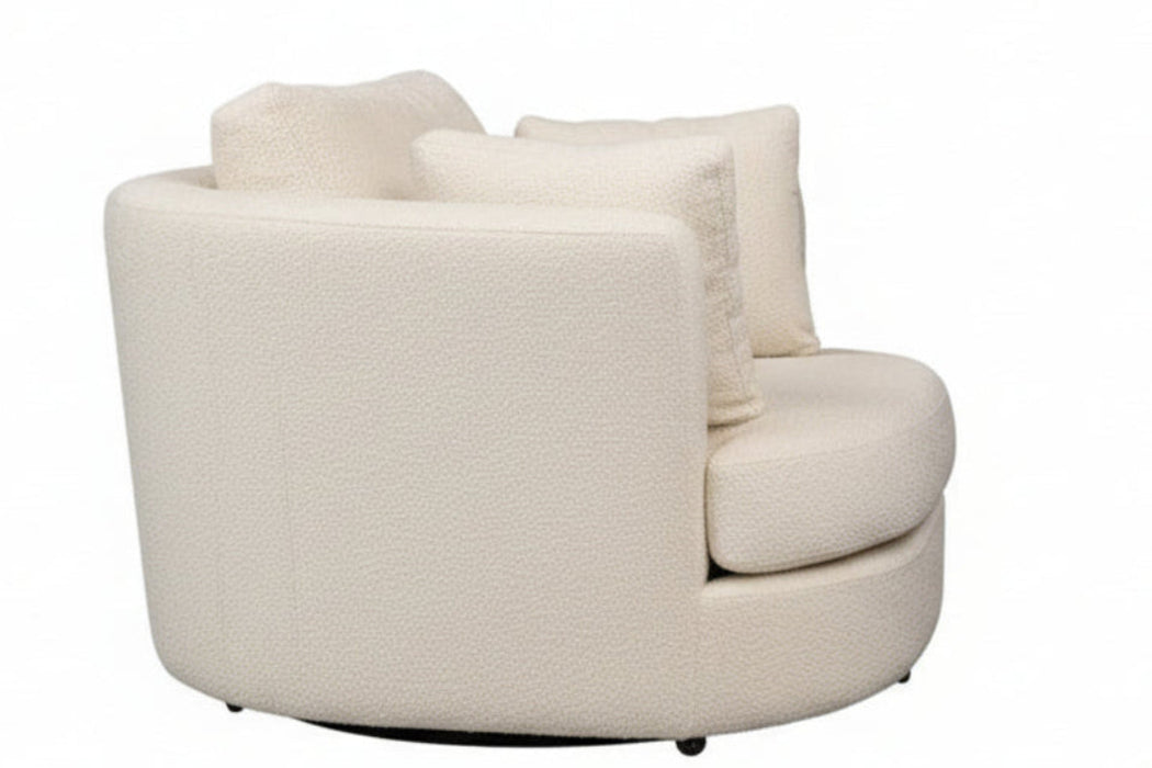 Elea Swivel Chair in Boucle Fabric Snow