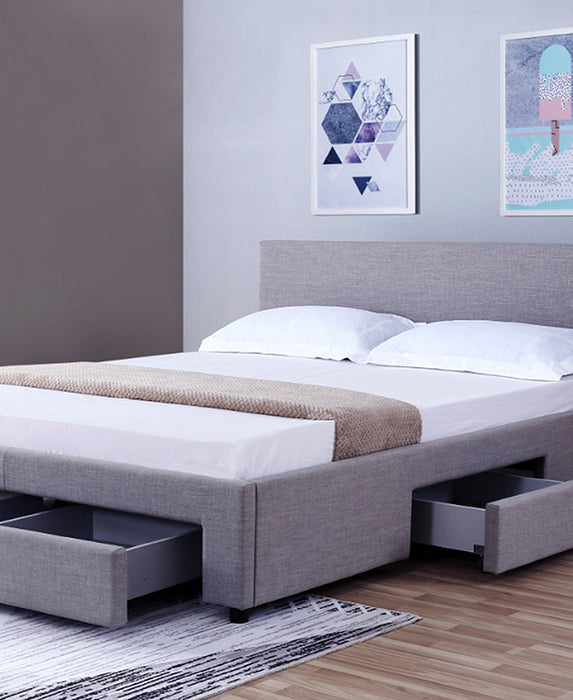 Grey Nicola Upholstered Bed with Storage