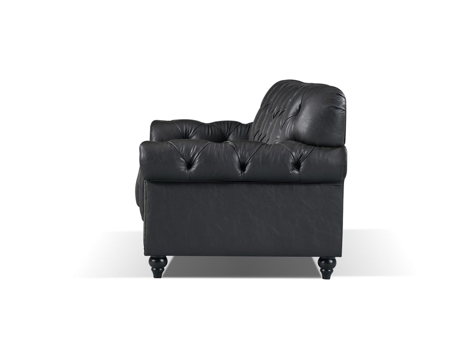 3 Seater Vegas Chesterfield PU Leather Lounge Black