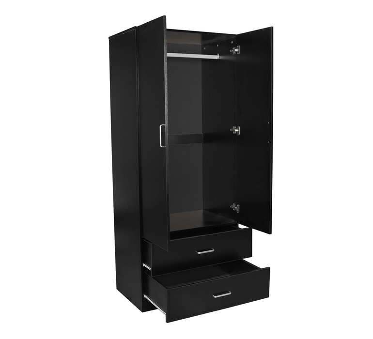Remo 2 Door Drawer Wardrobe Black